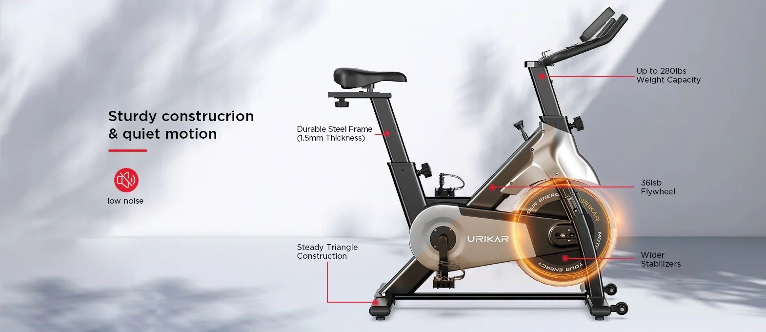 Urikar Flex V10 Indoor Spinning Bike with 4.3-in Large-screen Smart LCD Monitor