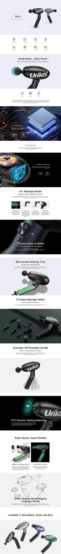Urikar Pro 2 Heated Deep Tissue Muscle Massage Gun with Rotating Handle