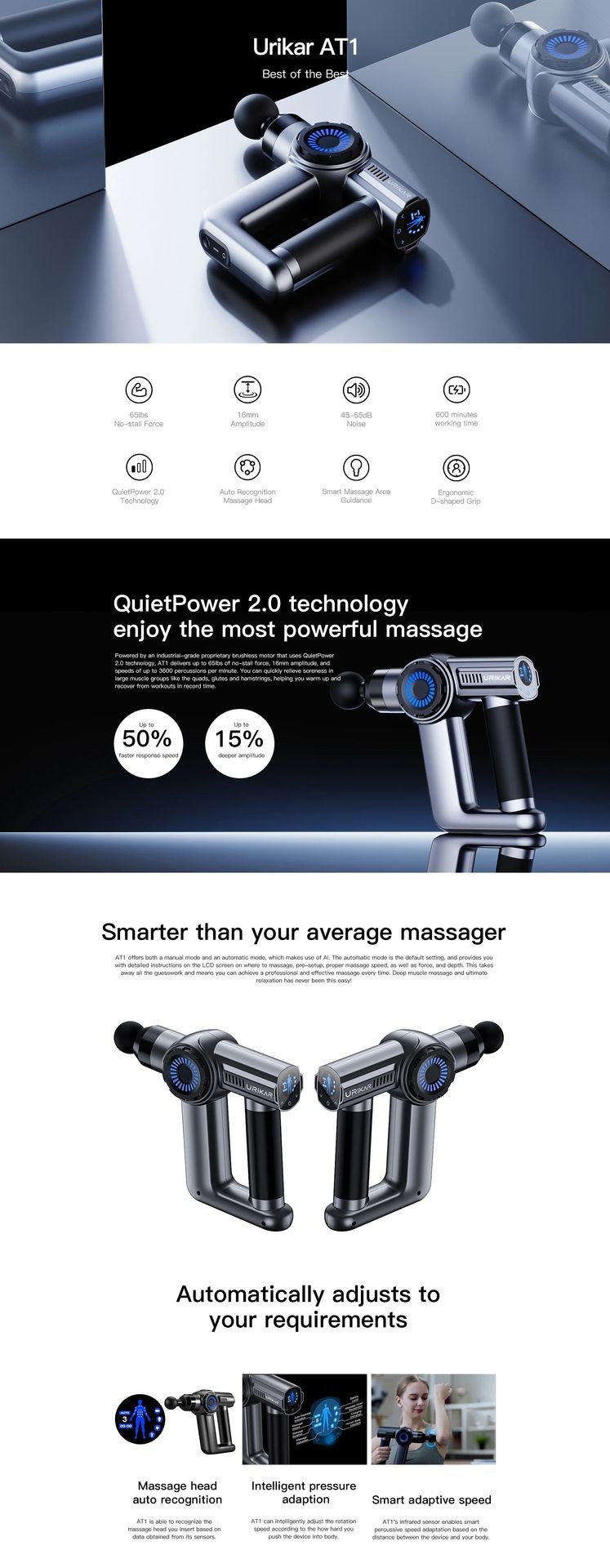Urikar AT1 Professional AI-Powered Deep Tissue Massage Gun
