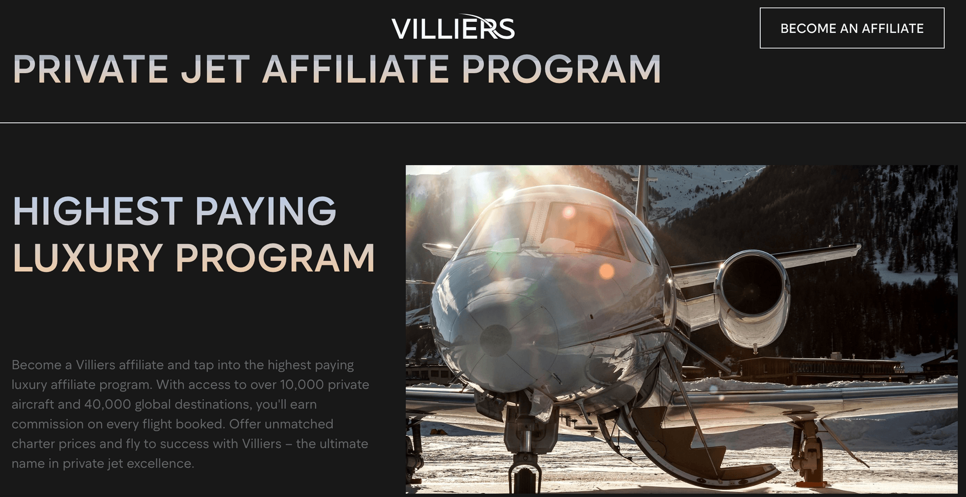 villiers Jets The highest paying luxury travel affiliate program